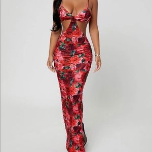 Shein SXY Knot Front High Split Dress Multicolor